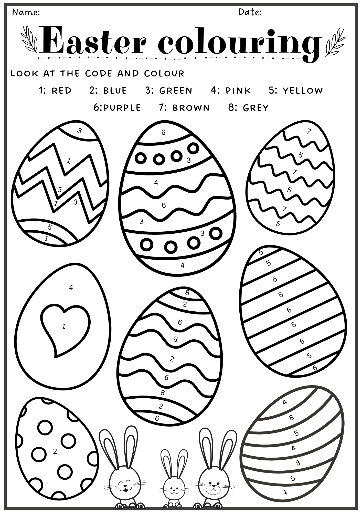 Black and white Easter coloring page worksheet