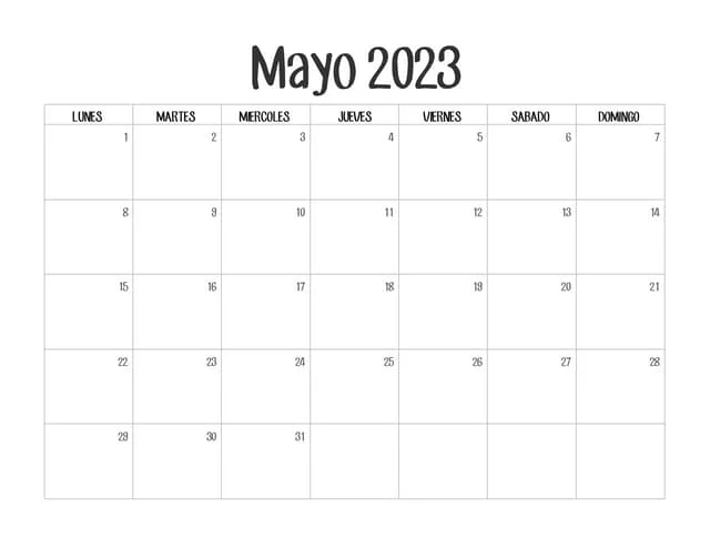Calendario Mayo 2023 Imprimir Descarga Gratis