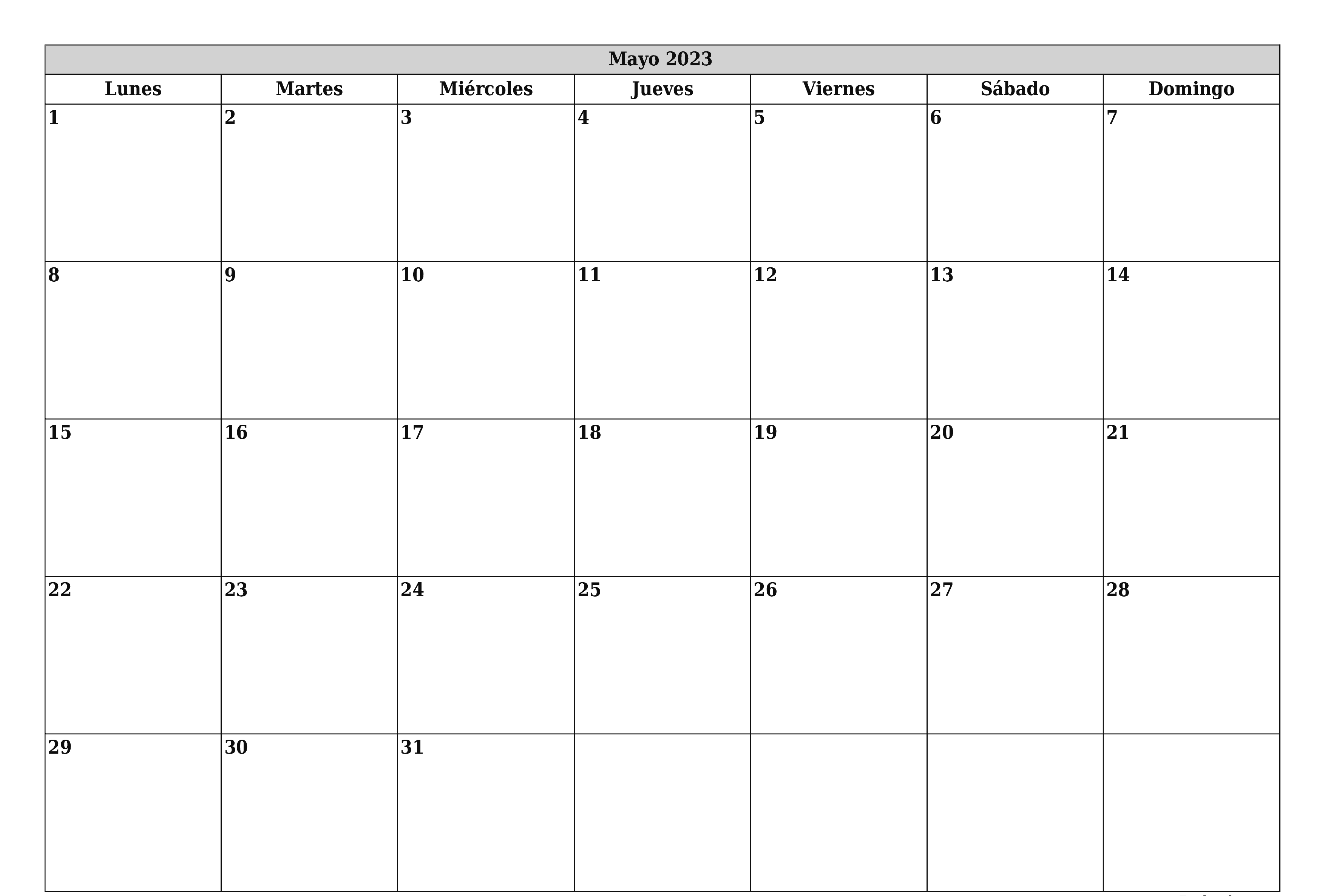 Calendarios y planificadores imprimibles Mayo 2023