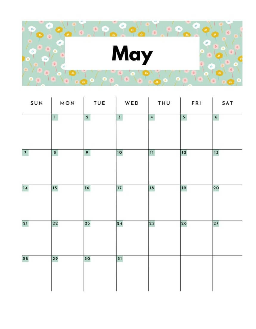 May Calendar 2023 Cute Design