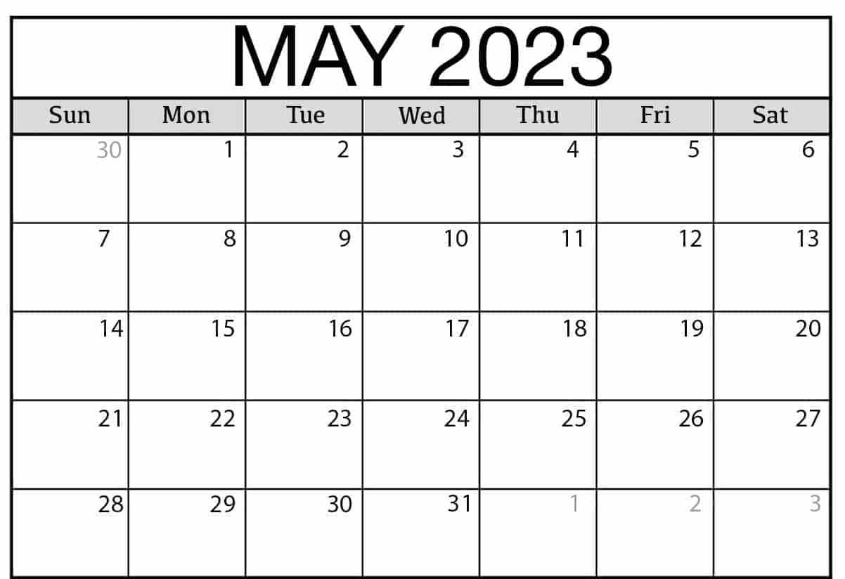 May Calendar 2023 Templates