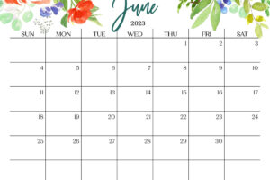 Cute June 2023 Calendar Multi Flower