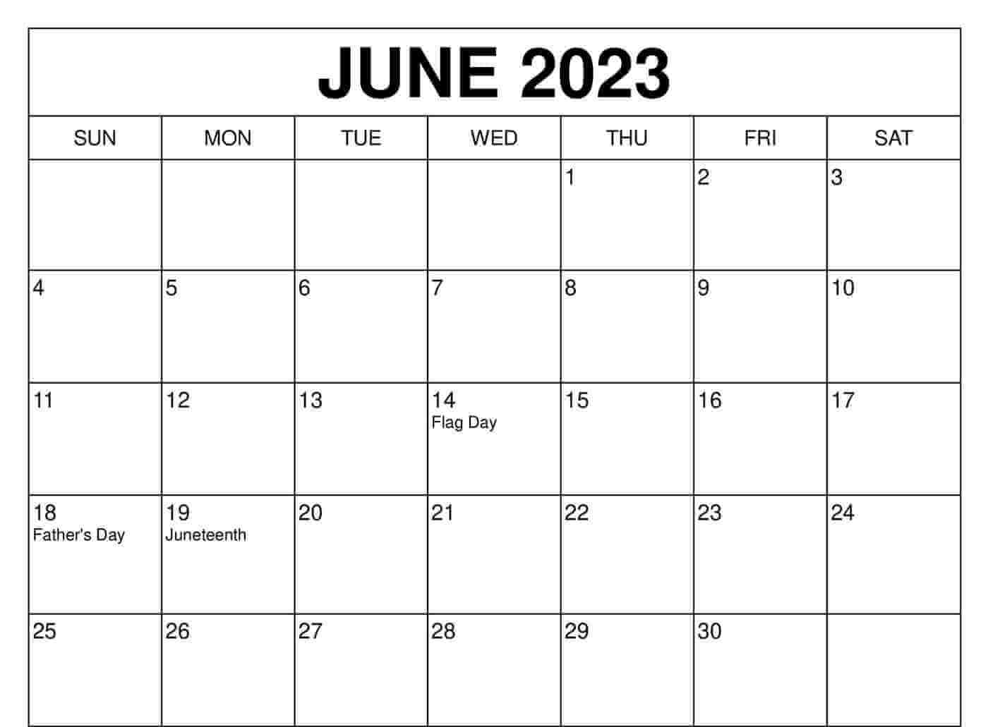 Editable June 2023 Calendar Printable Templates