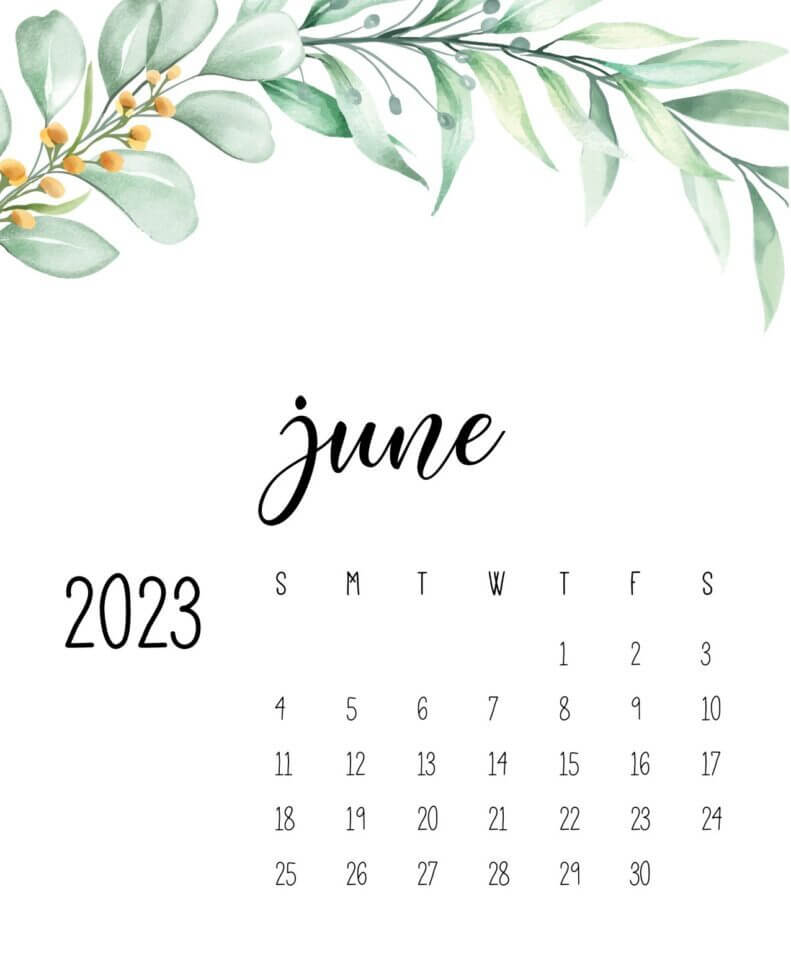 Floral June Calendar 2023 Templates