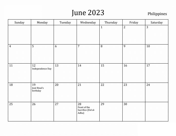 June 2023 Calendar PDF