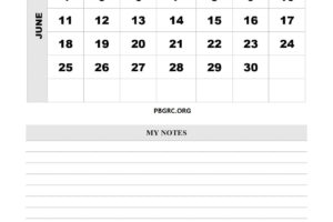 June 2023 Calendar Vertical With Notes