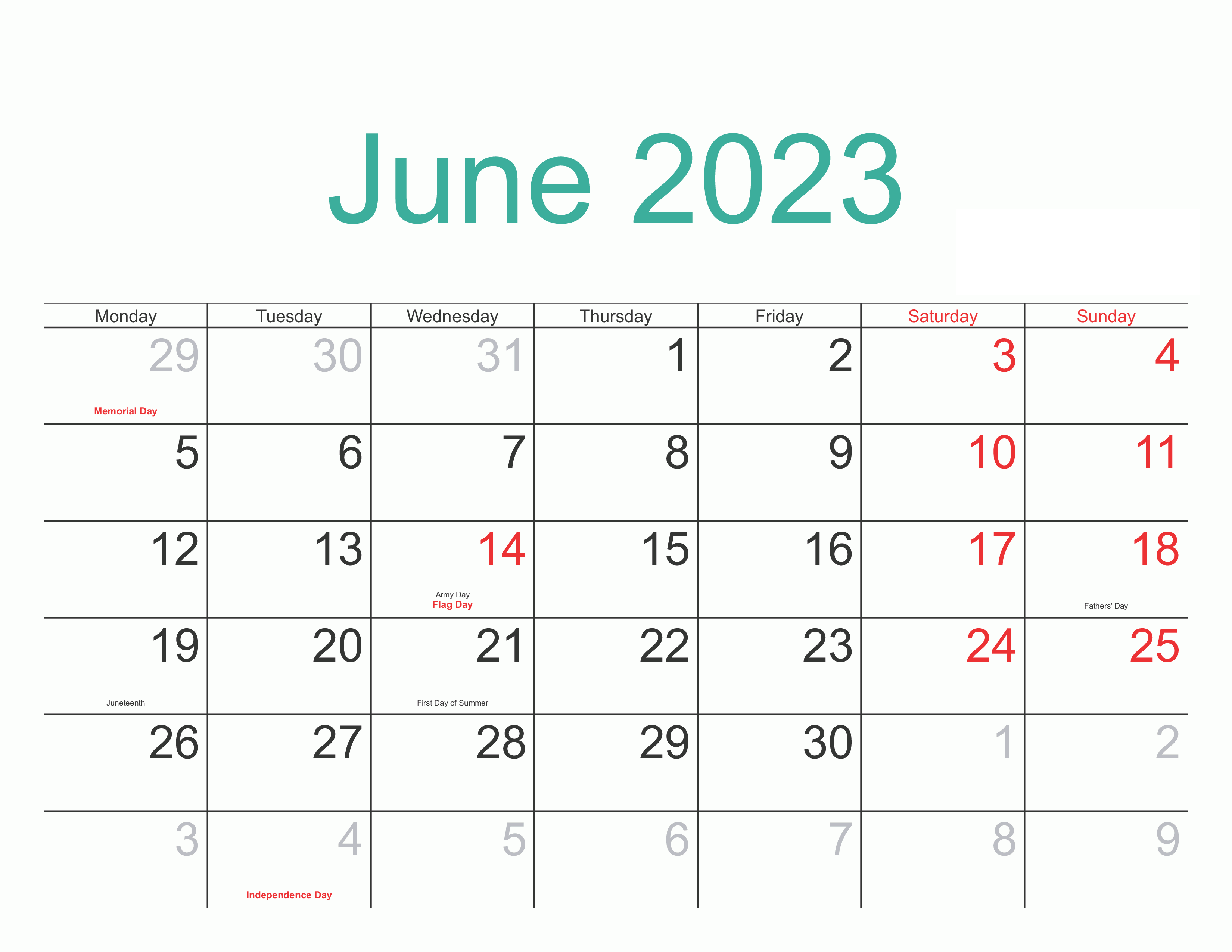 Printable June Calendar 2023 Moon Phases