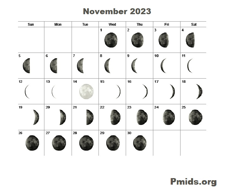 Lunar November Calendar 2023