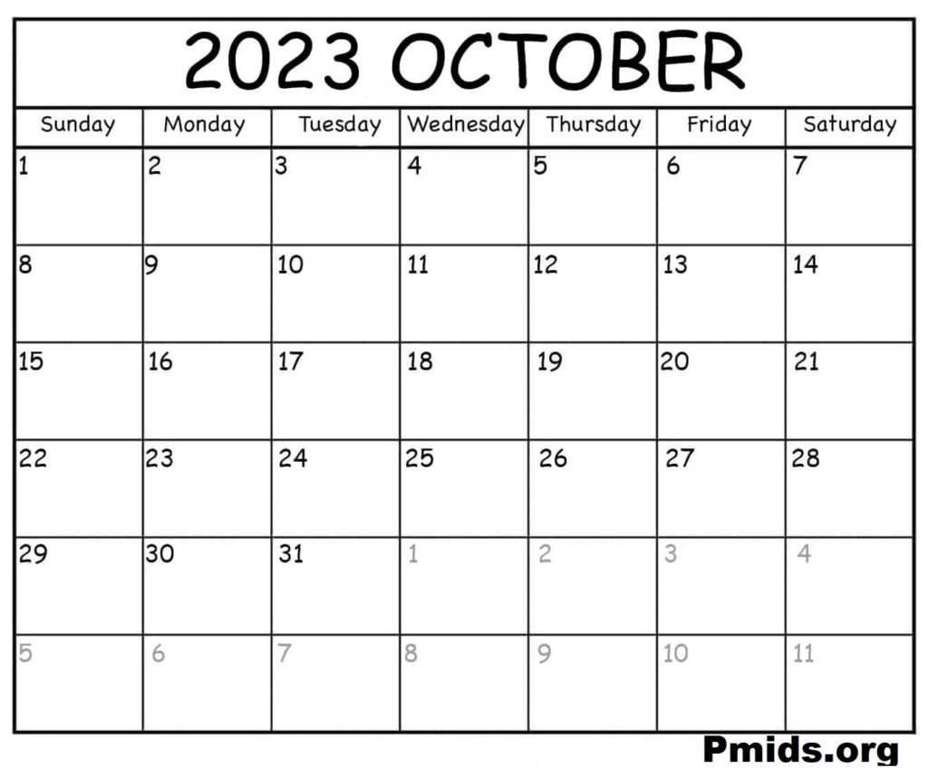 Printable Calendar October 2023