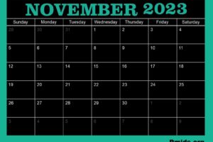 Printable Green November 2023 Calendar