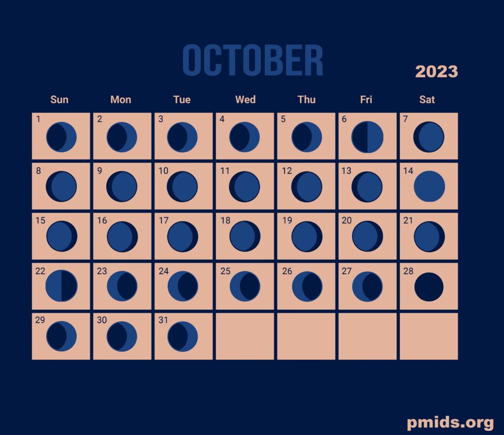 Printable Moon October 2023 Calendar
