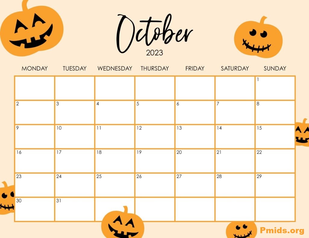 Printable October Calendar 2023