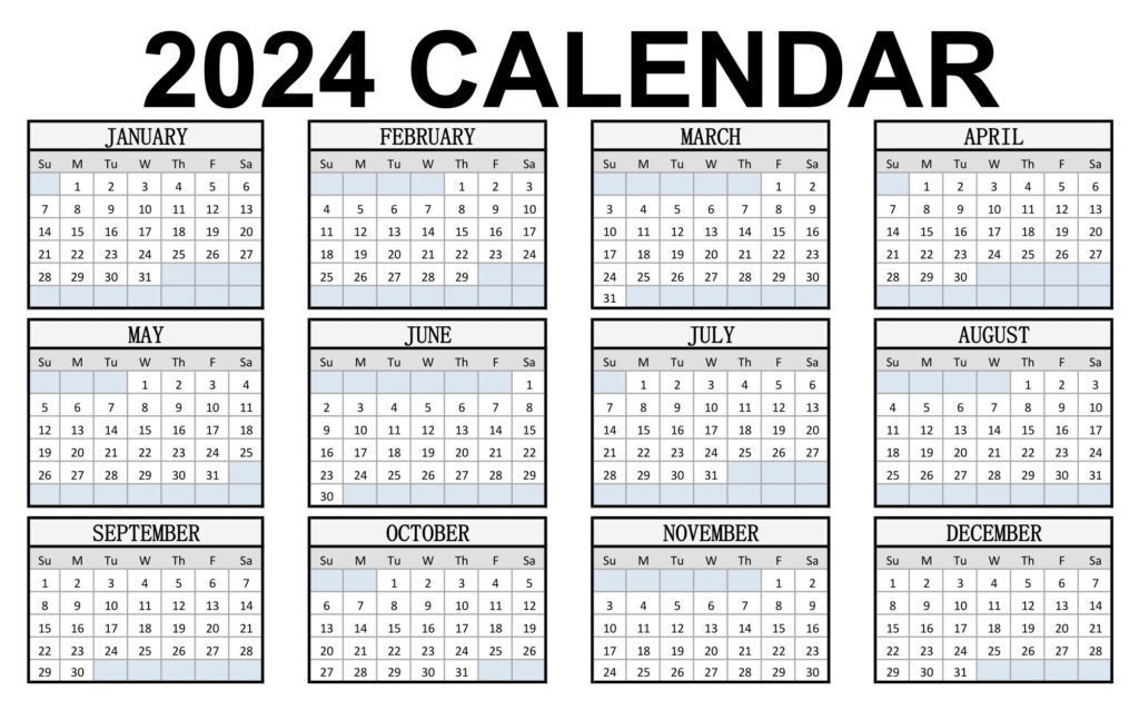 2024 Yearly Calendar Excel