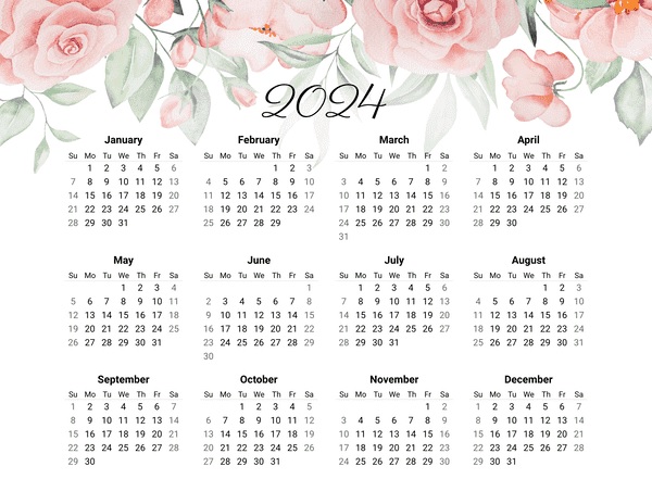 2024 Yearly Floral Calendar