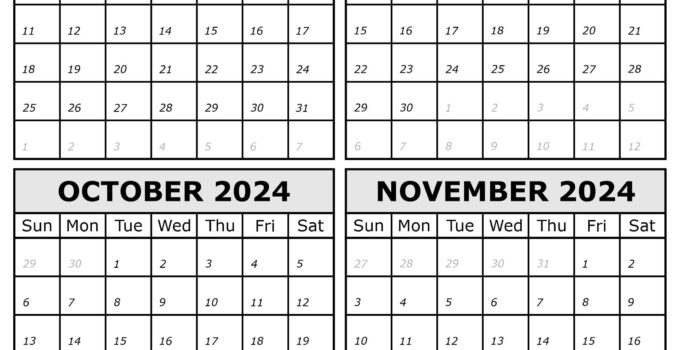 August and November 2024 Calendar