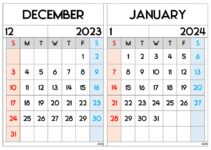Calendar 2023 December 2024 January PDF