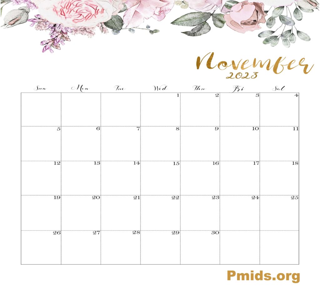Cute Floral November 2023 Calendar Wallpaper