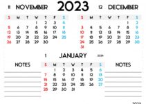 Free November 2023 To January 2024 Calendar
