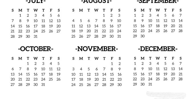 July to December 2024 Blank Calendar
