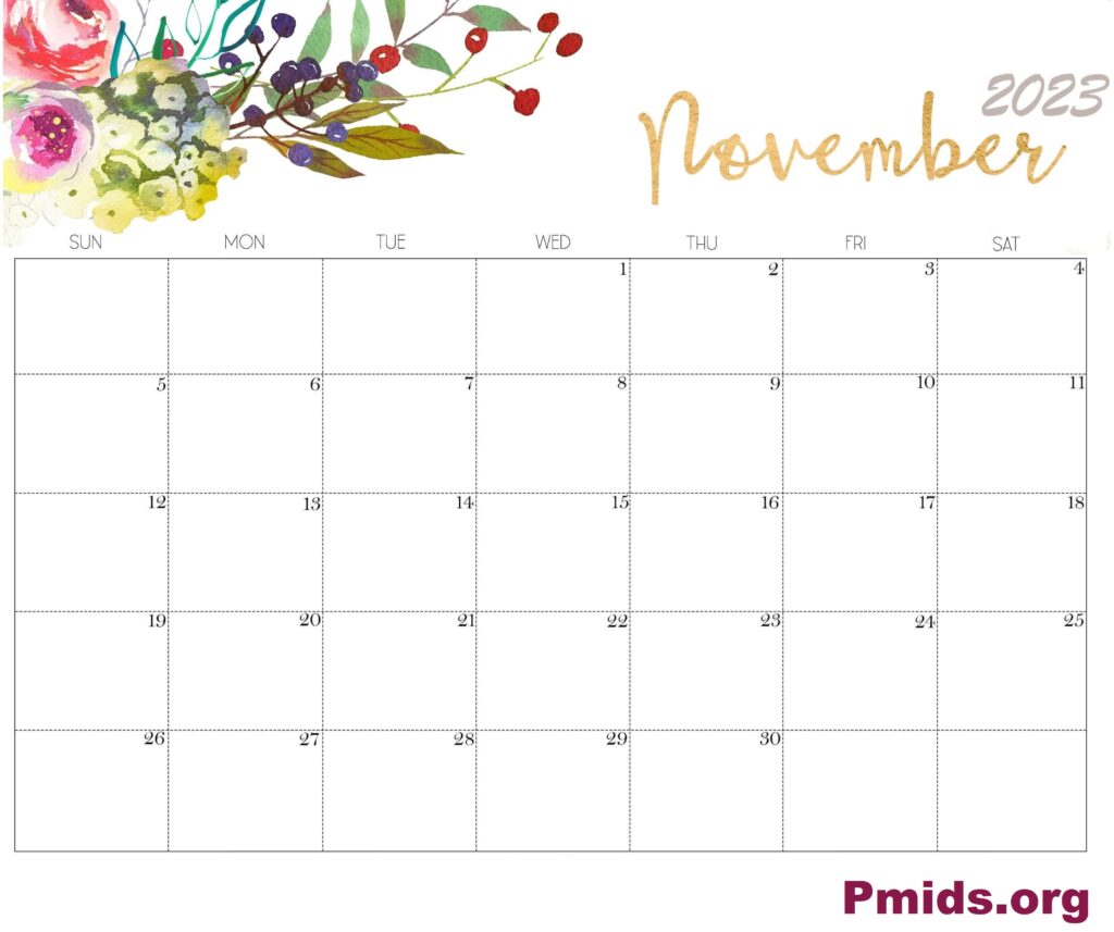 November 2023 Calendar Cute Floral Wallpaper