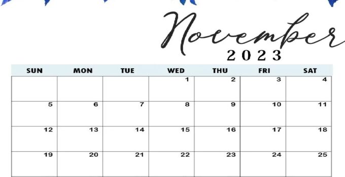 November 2023 Cute Floral Calendar With Note