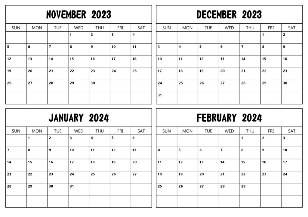 November December 2023 January February 2024 Calendar