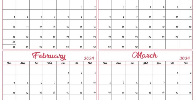 Printable Calendar December 2023 to March 2024