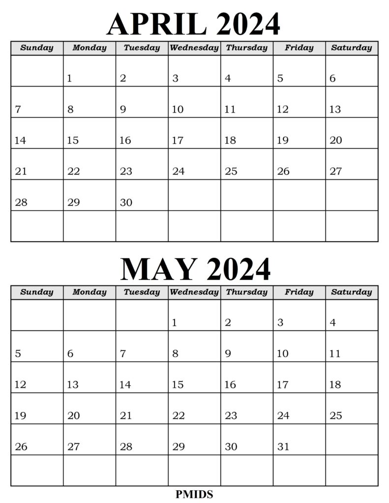 April May 2024 Calendar PDF