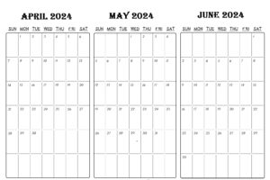 April To June 2024 Calendar