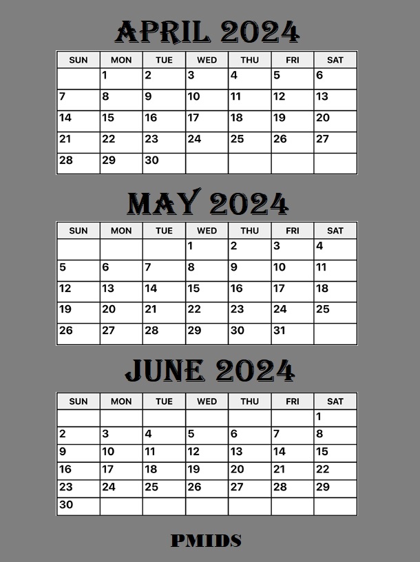 April To June 2024 Calendar Excel