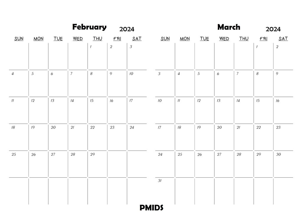 February & March 2024 Calendar