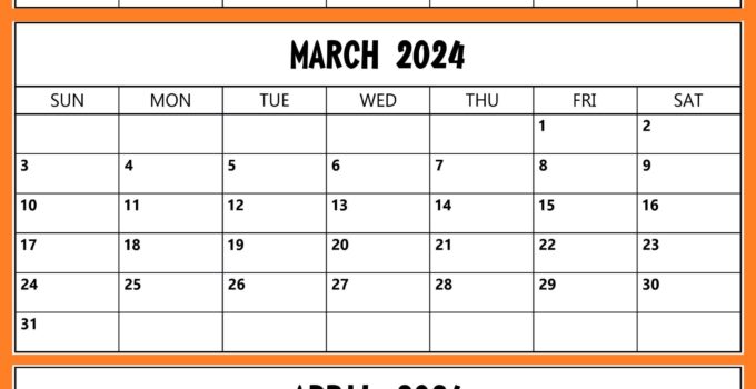 February To April 2024 Calendar Word