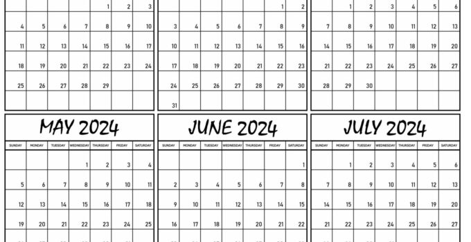 February To July 2024 Calendar Template