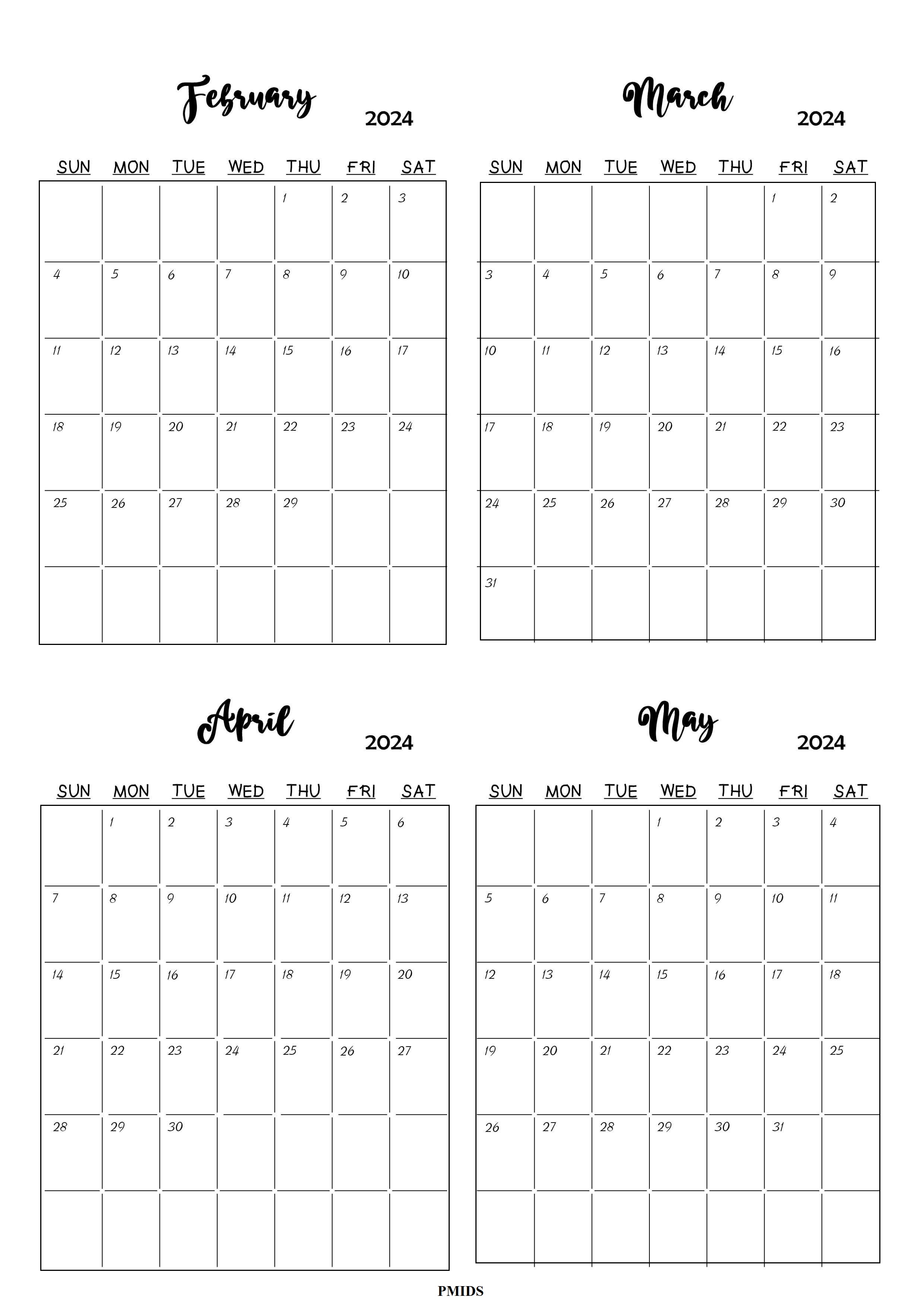 February To May 2024 Calendar