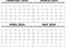 February To May 2024 Calendar PDF