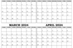 January to April 2024 Calendar PDF