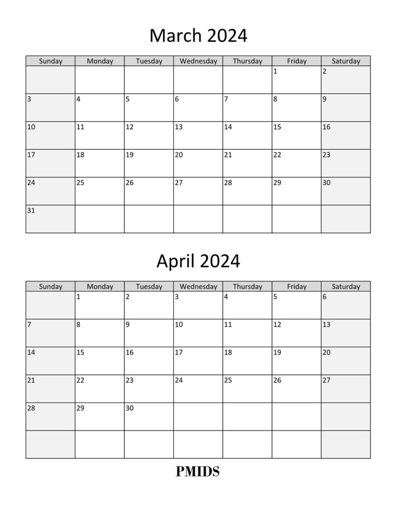 March April 2024 Printable Calendar