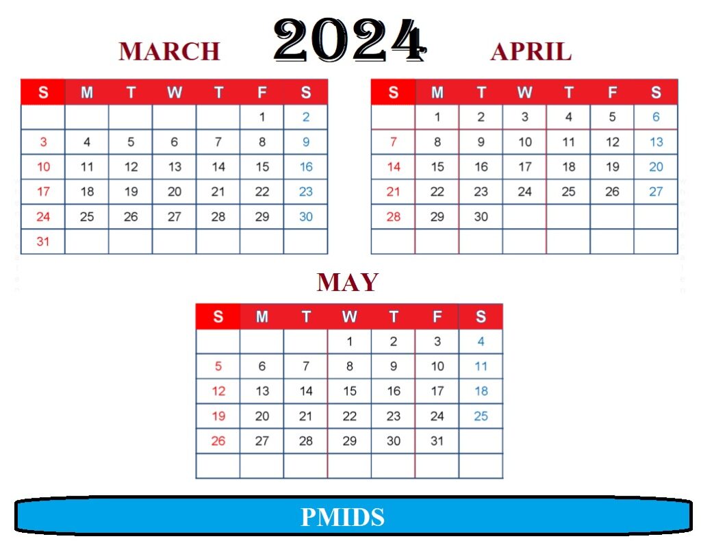 March To May 2024 Printable Calendar