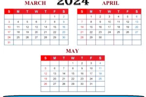 March To May 2024 Printable Calendar