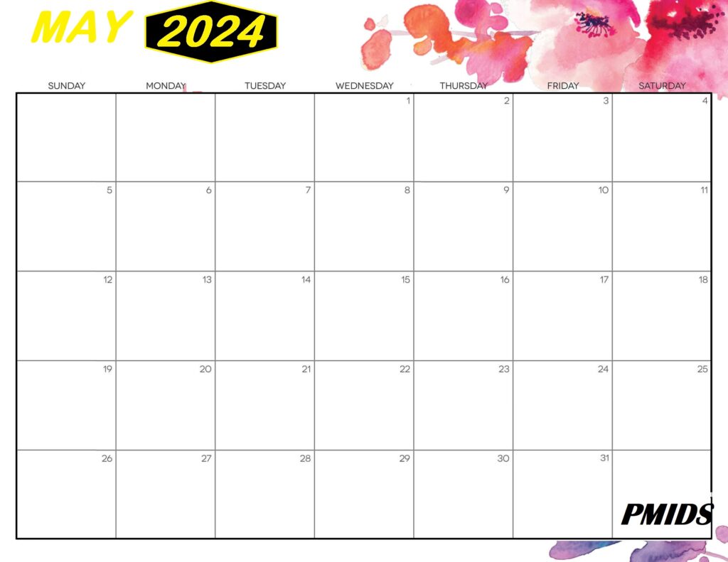 May 2024 Floral Wall Calendar