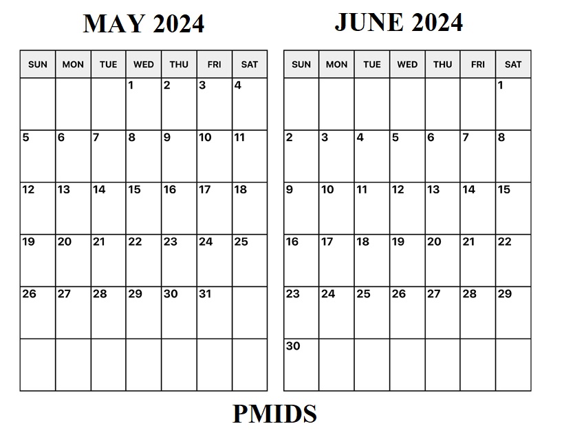 May June 2024 Calendar Excel
